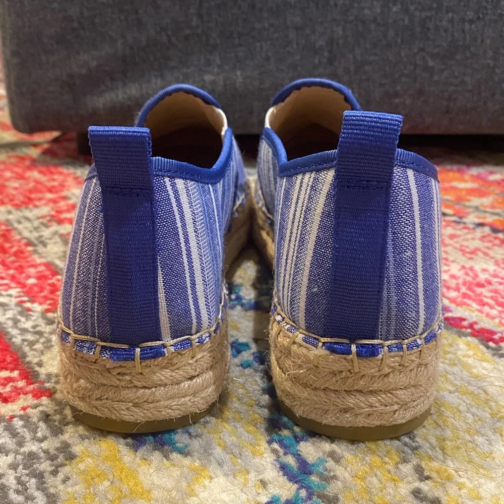 J. McLaughlin Blue and White Striped Espadrilles